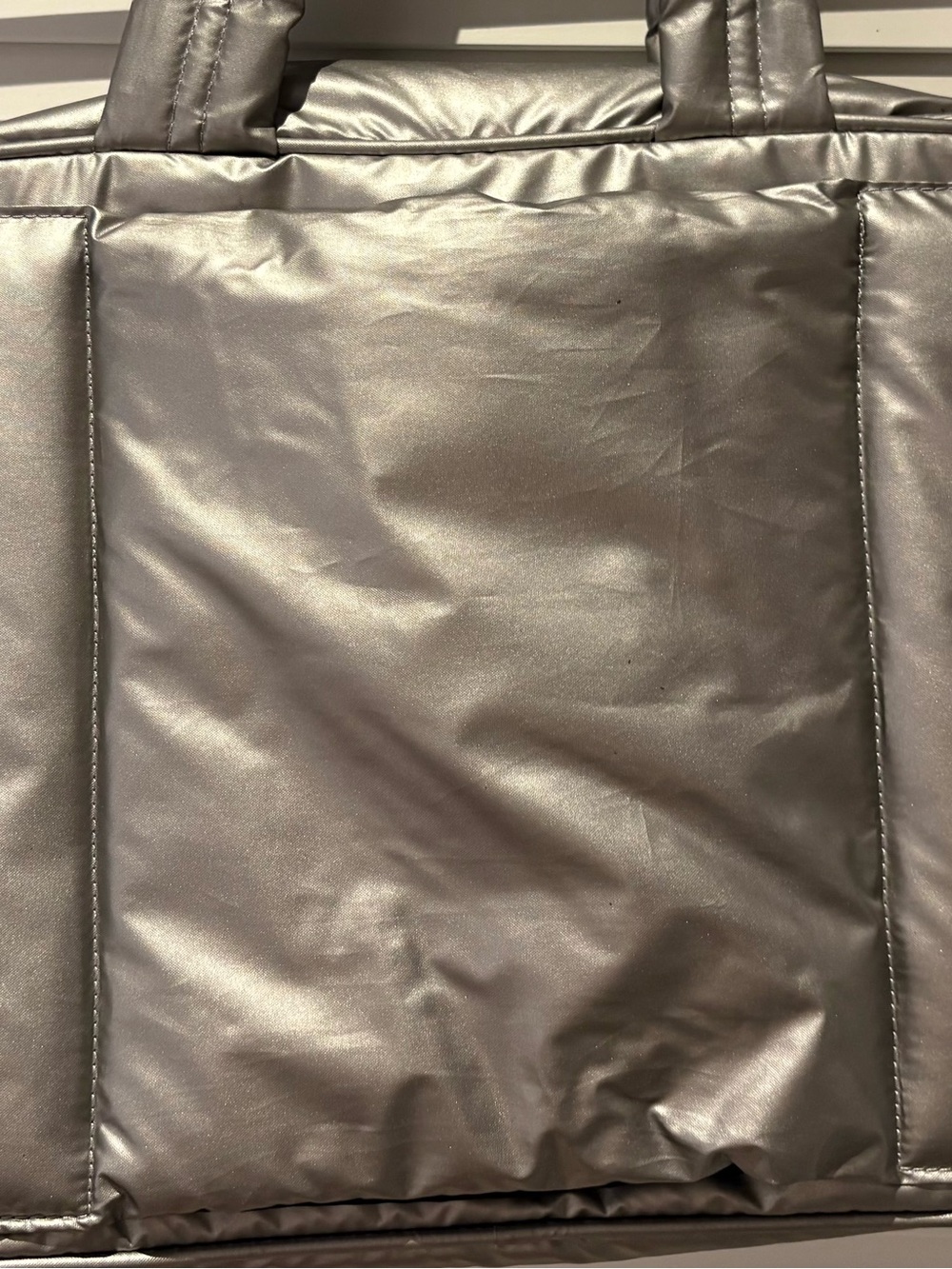 Calpak Metallic Pewter Quilted Tote